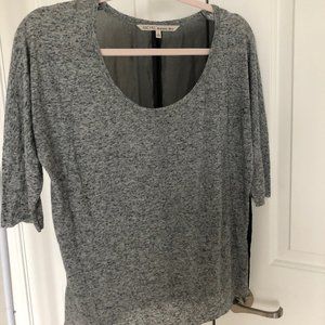 3/4 sleeve top- grey front and black back sheer